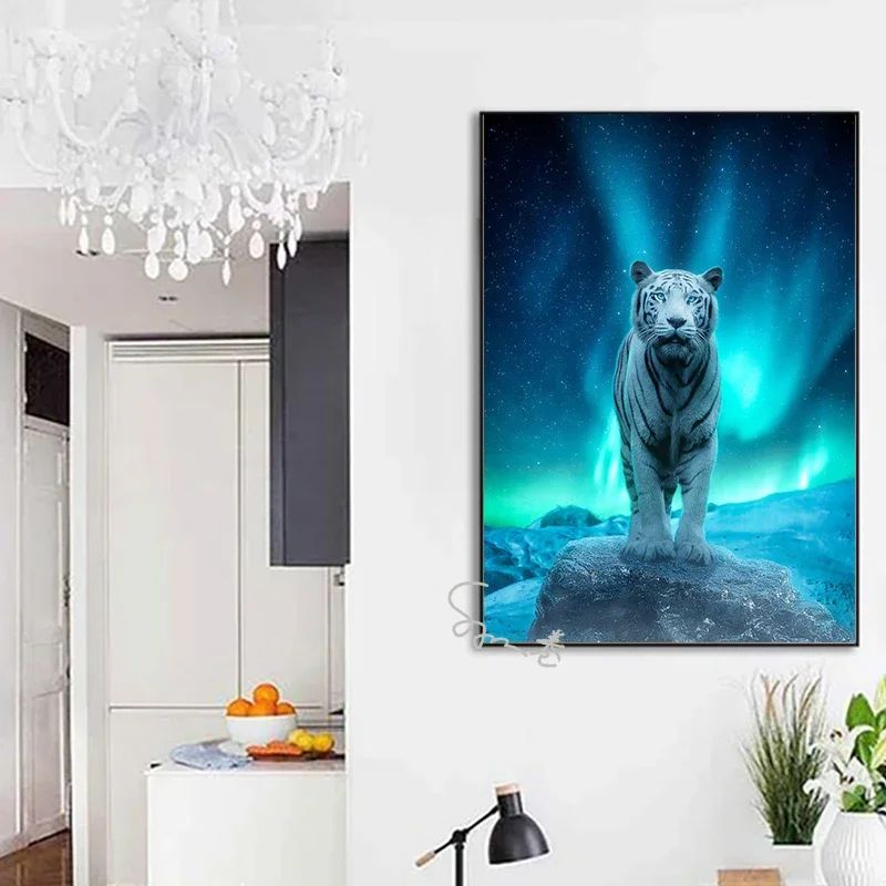 Canvas Printing Aurora Borealis Mountains Poster Northern Lights Aurora Wall Decor Northern Landscape Home Room Decoration Gift