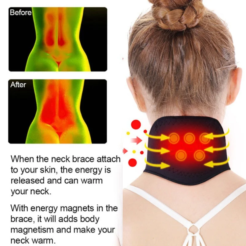 Tourmaline Self-heating Neck Belt Magnetic Therapy Neck Massager Cervical Vertebra Protection Belt Men Women Neck Pain Relief