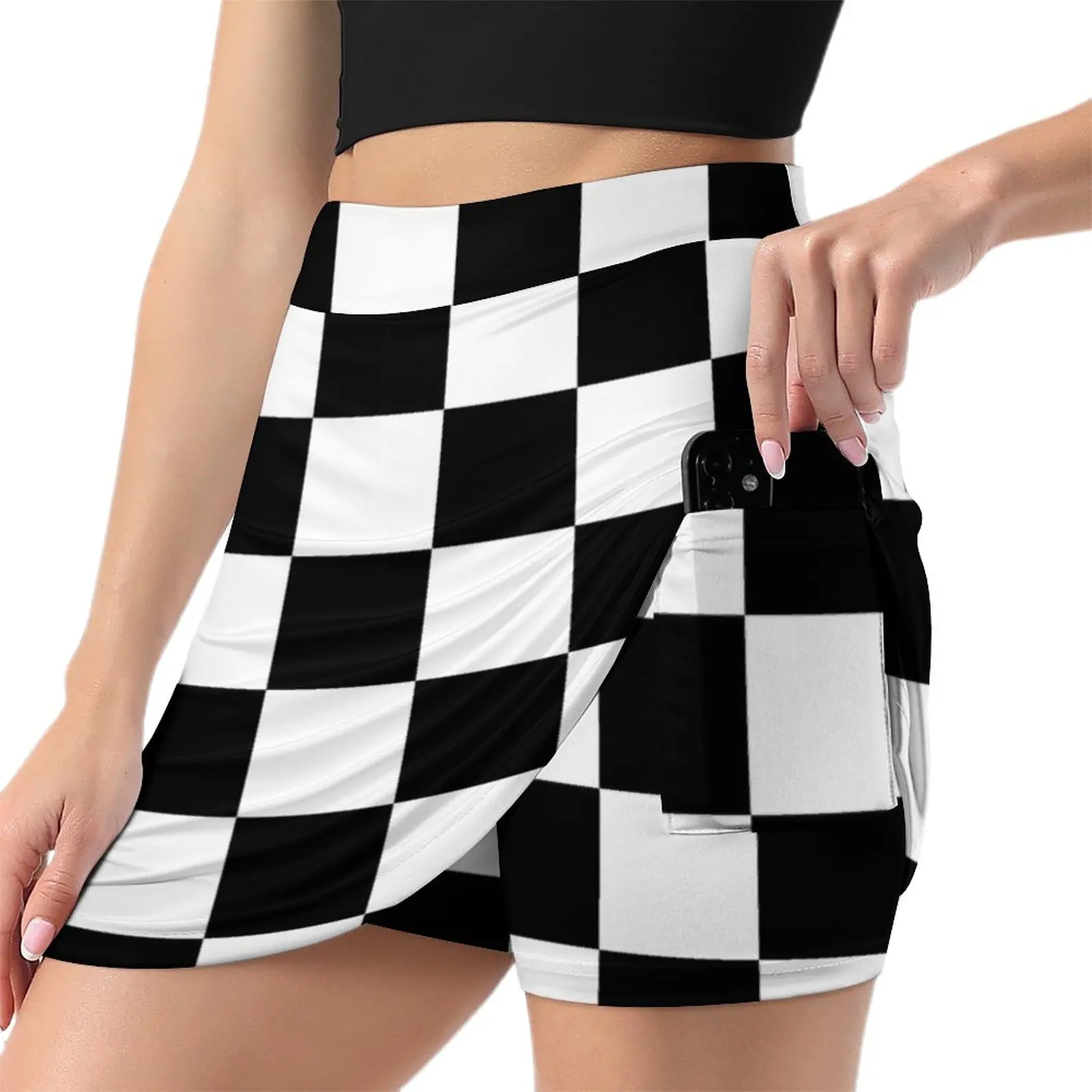 Checkered Flag Racing Chess Chessboard Checkers Checkerboard Light Proof Trouser Skirt kawaii skirt Woman clothing