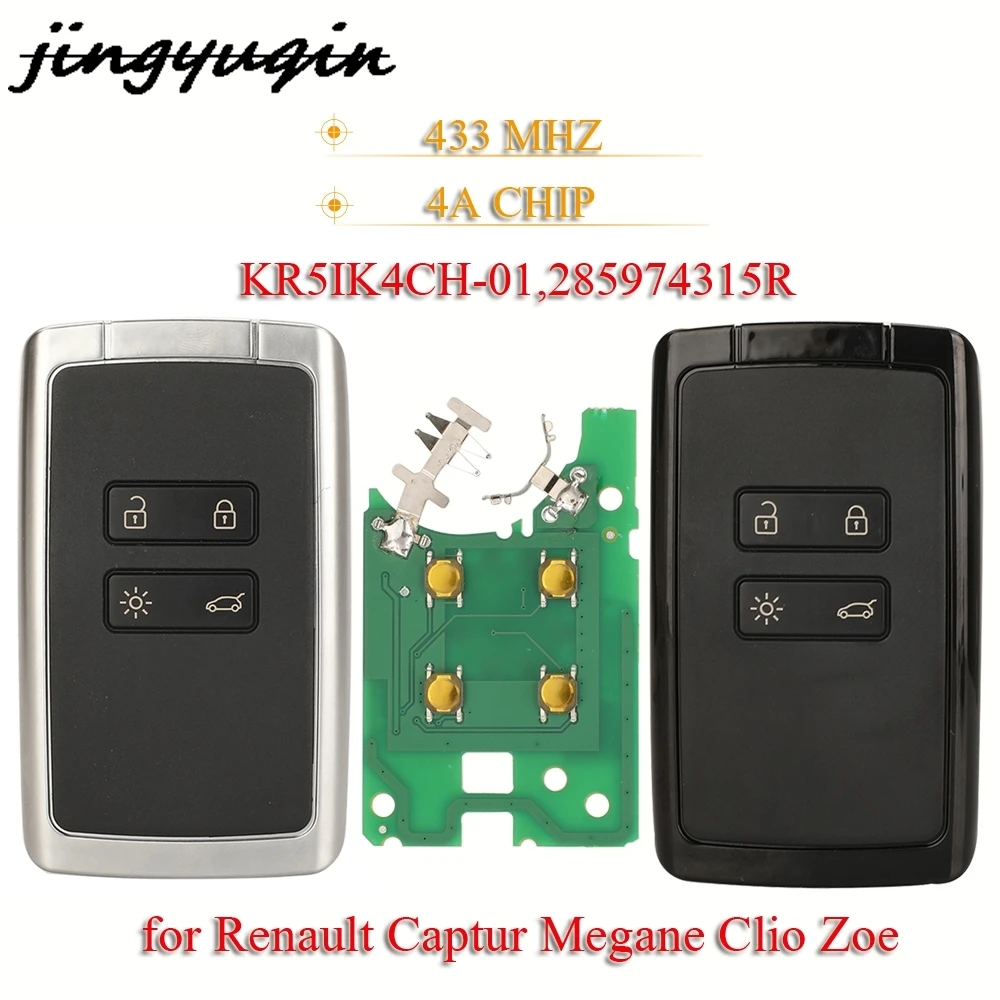 

Smart Remote Car Key 434MHz 4A Fob KR5IK4CH-01 285974315R For Renault Captur Megane Clio Zoe Escpace Koleos Talisman 2018-2024