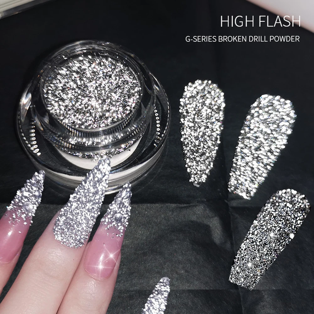 1 pudełko błyszczący odblaskowy diamentowy brokat do paznokci srebrny holograficzny mikro wiertarka olśniewający kryształowy lakier żelowy Manicure Pigment Du