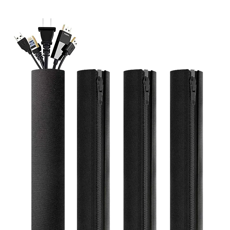 1/2/4 PCS Flexible Cable Management Sleeve Cord Organizer with Zipper Universal Cable Sleeve Wrap Cover Home Office Desktop