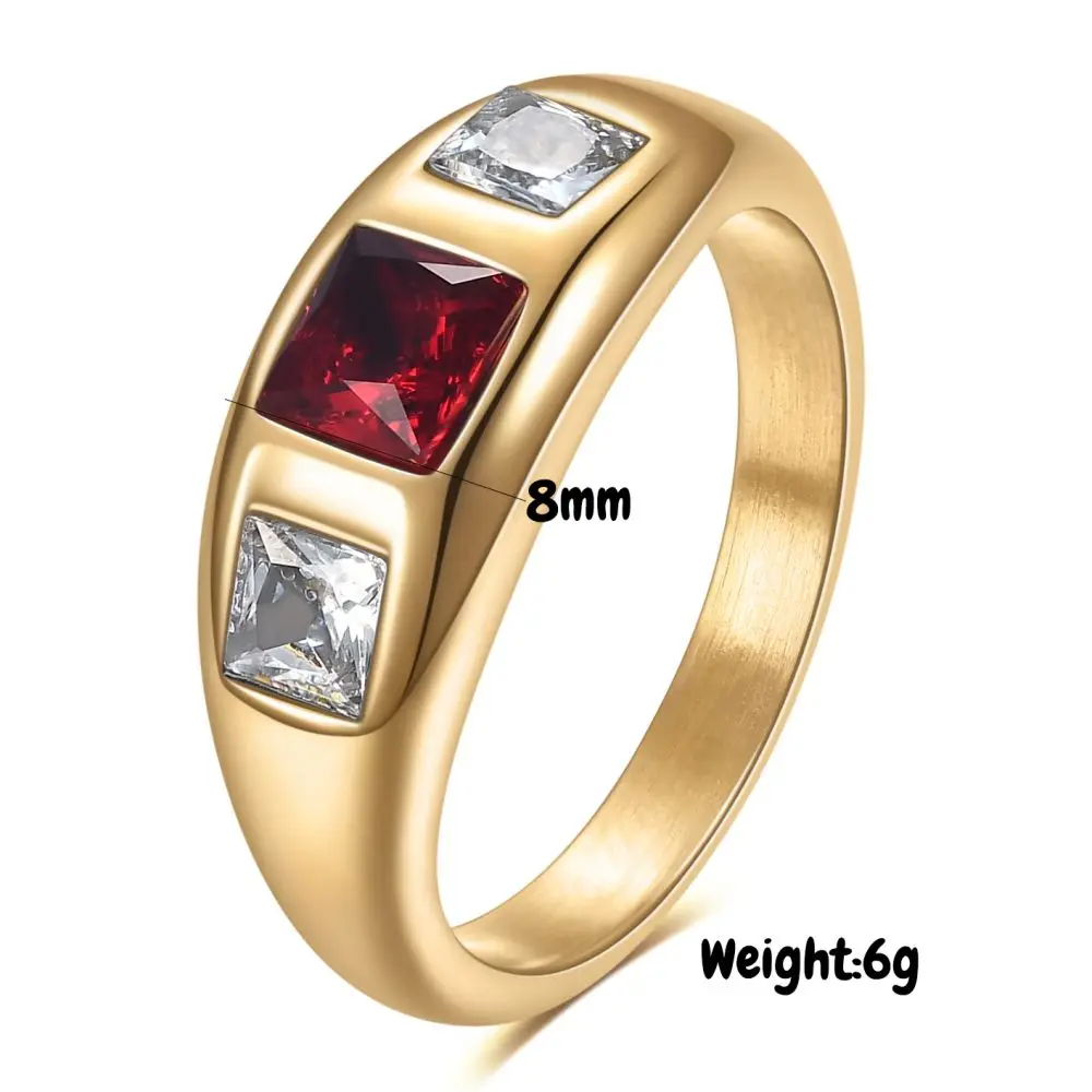 Exquisite Colorful Trizircon Rings for Women Irregular Matte Stainless Steel Ring Personality Jewelry Hip Hop Girls Accessories