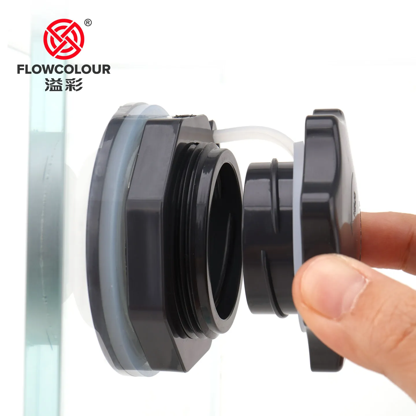 Flowcolour Double water level pipe fittings for fish tank, 50mm connector for dragon tank overflow area drainage.