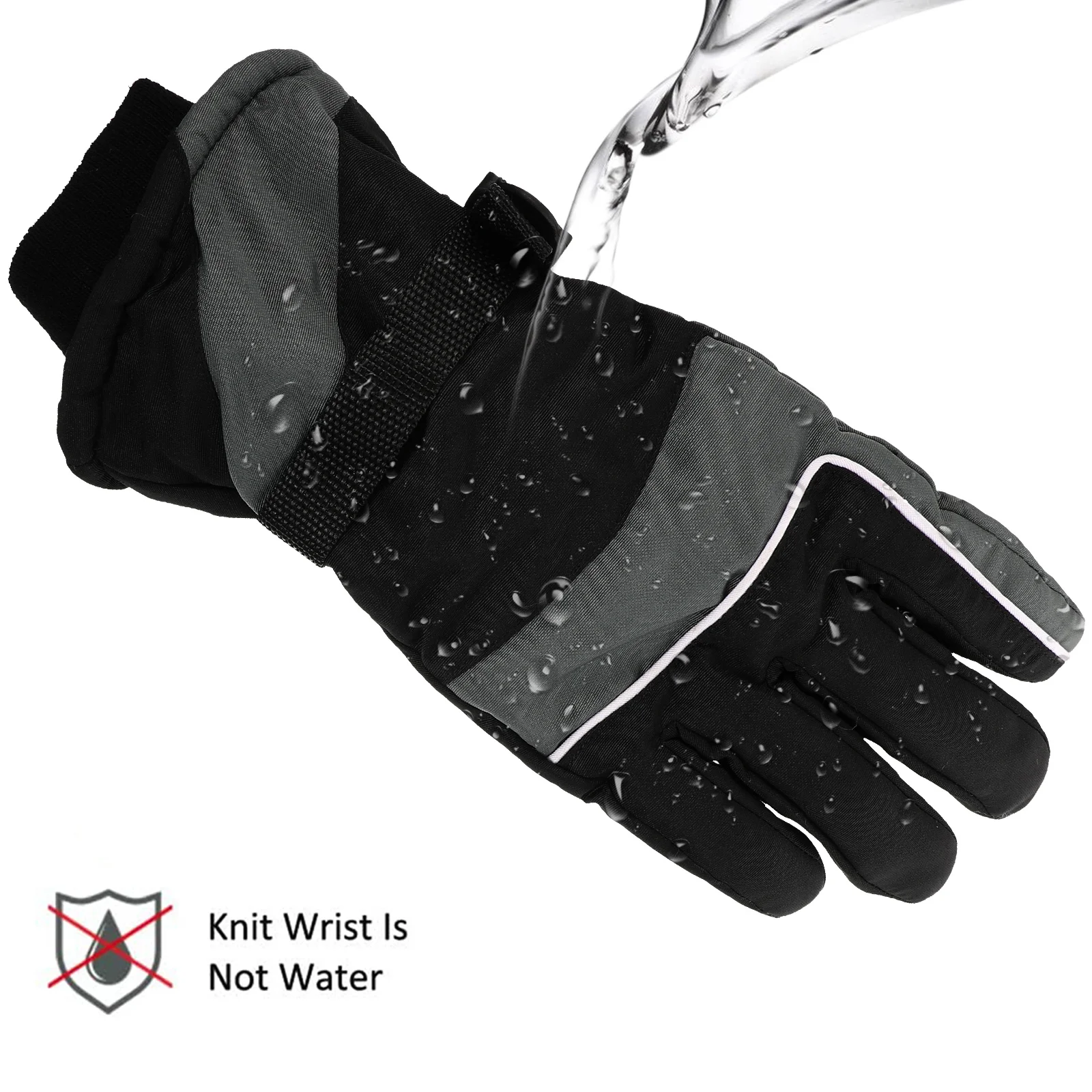 

1Pair Waterproof Windproof Winter Gloves Thick Warm Cycling Gloves for Outdoor Skiing Motorbike Riding Anti-Slip Grip