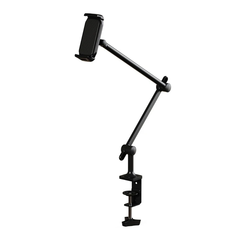 Ergonomic Tablets Desk Clamp Swivels Mount Adjustable Viewing Angle 10-75mm Thickness Universal Device Compatibility