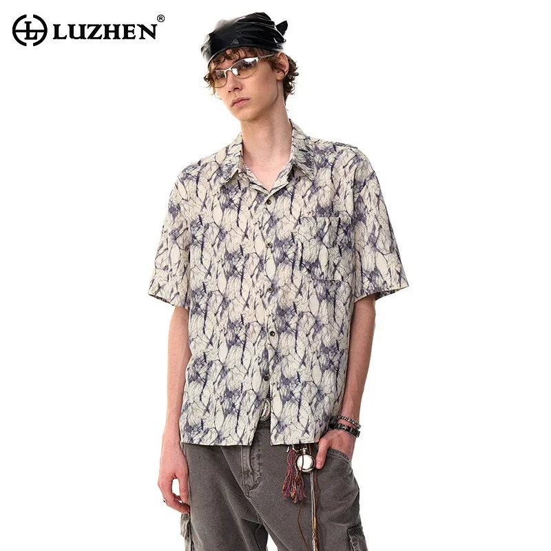 

LUZHEN 2025 Summer Simple Printed Short Sleeve Shirt Men's New High Quality Holiday Casual Original Male Handsome Clothes JY3408