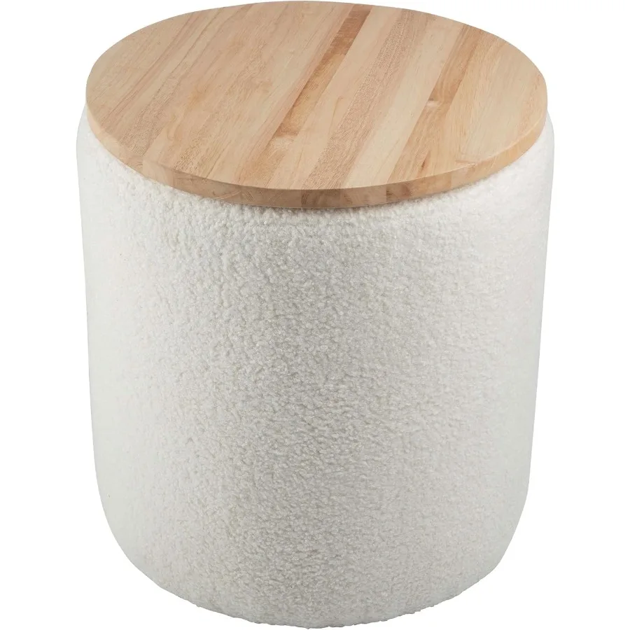 

Storage man Teddy Fabric Upholstered man with Wood Top for Living Room Dorm or Apartment mans with Storage Cream