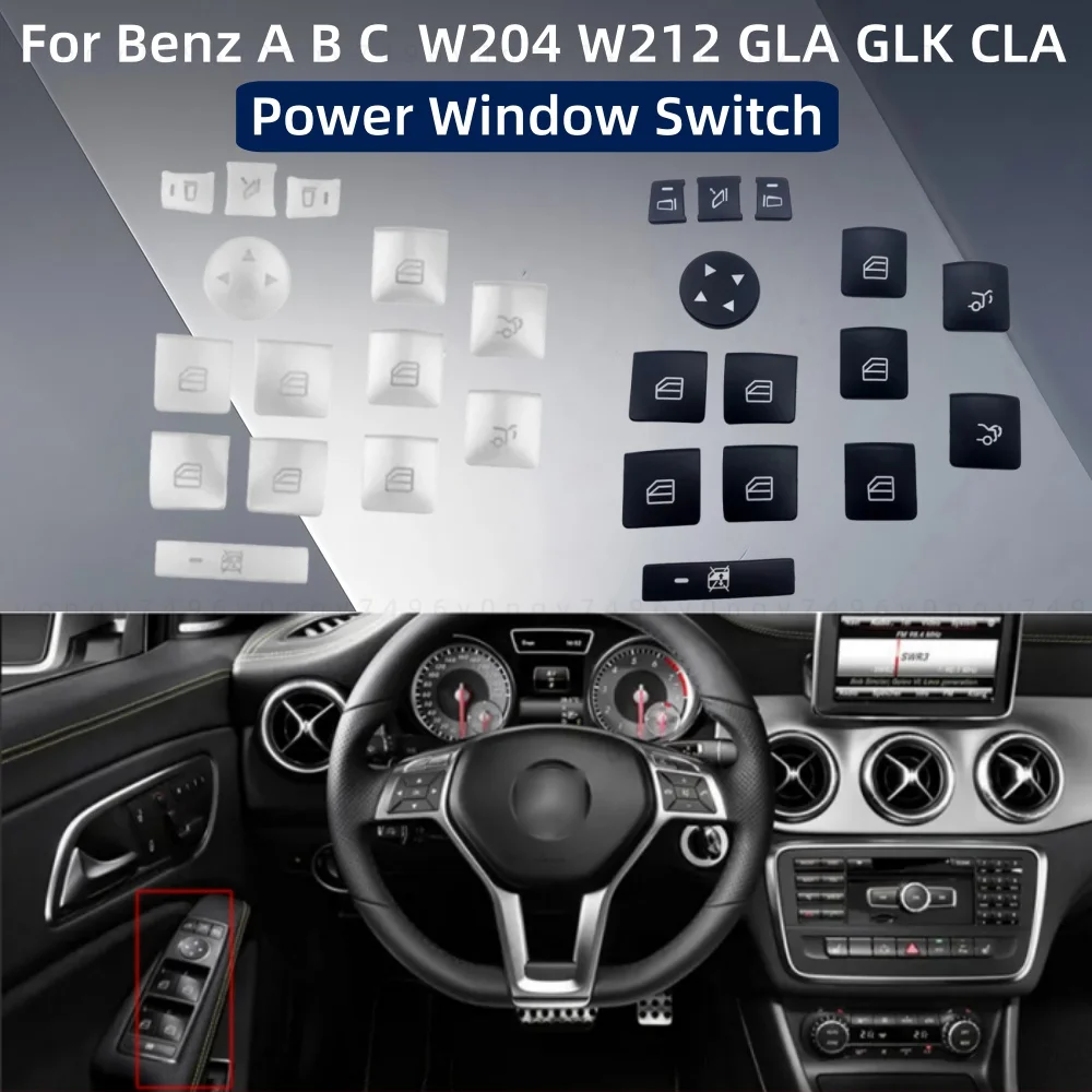 

Автомобильные наклейки, декоративные аксессуары для BenzA B C W204 W212 GLAGLK CLA, черный АБС-пластик, переключатель стеклоподъемника, серебряная сторона