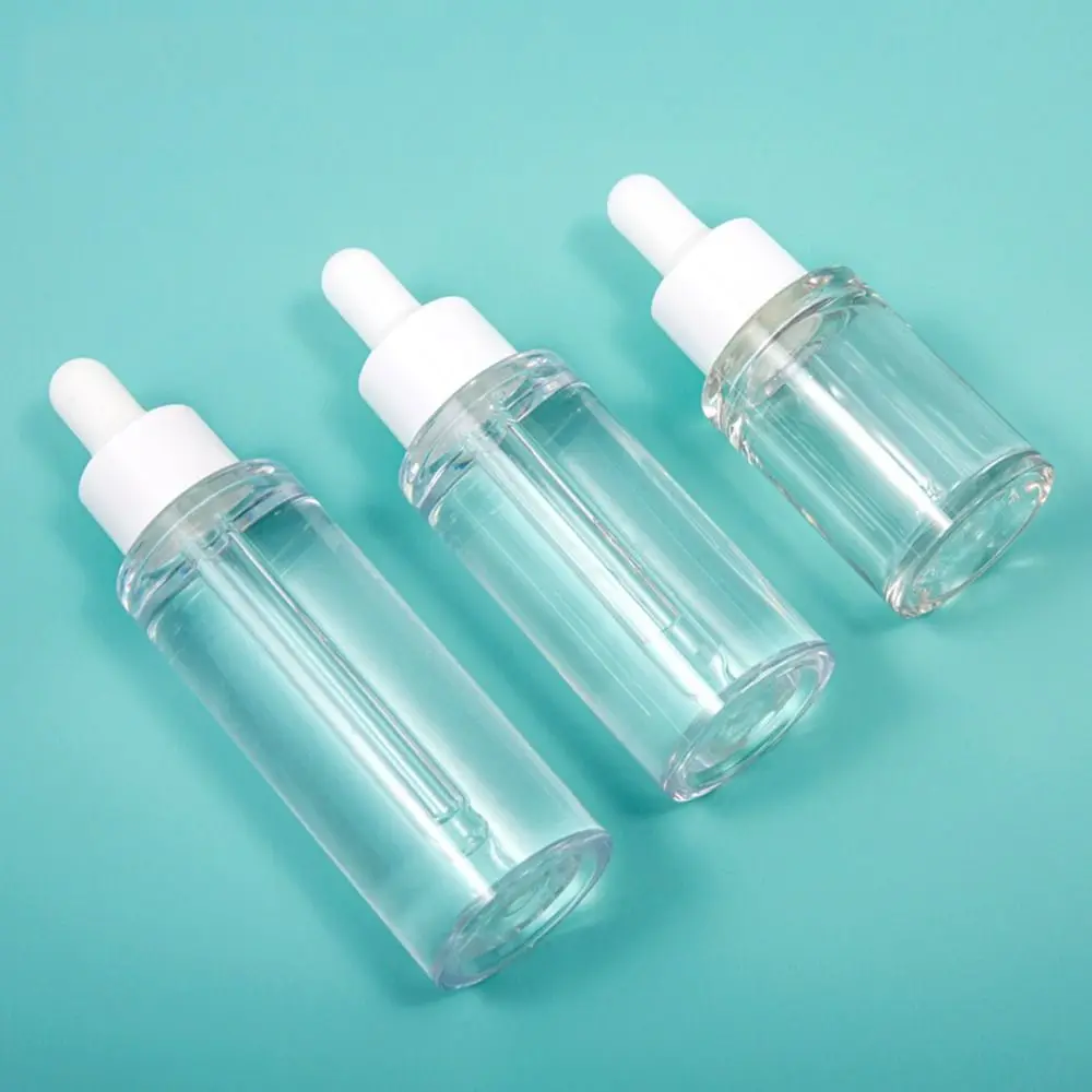 20-50ml Essential Oil Dropper Bottles White Plastic Refillable Bottles Rubber Head Cosmetic Liquid Containers