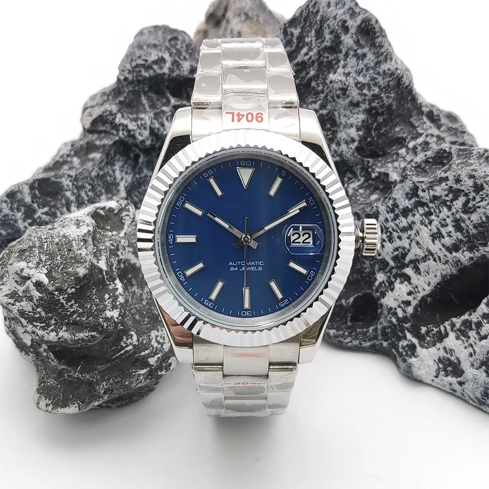 ساعة غواص NH35A أوتوماتيكية فاخرة للرجال 41 ملم كريستال ياقوتي مقاوم للماء تصميم كاجوال موضة ساعة تاريخ فقط