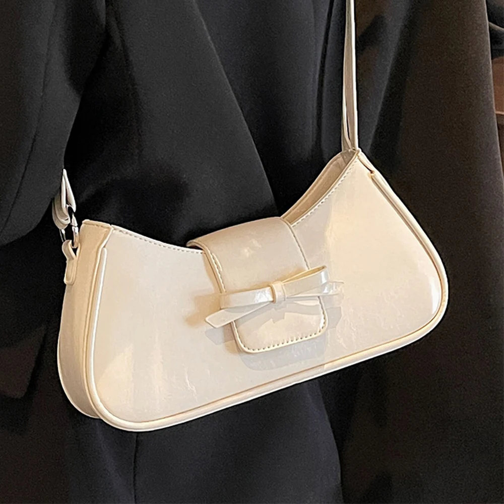 

Women Fashion One Shoulder Bags Solid Patch Bows Pillow Underarm Pack Lagy Casual Shopping Crossbody Bag All-match Lady Bags