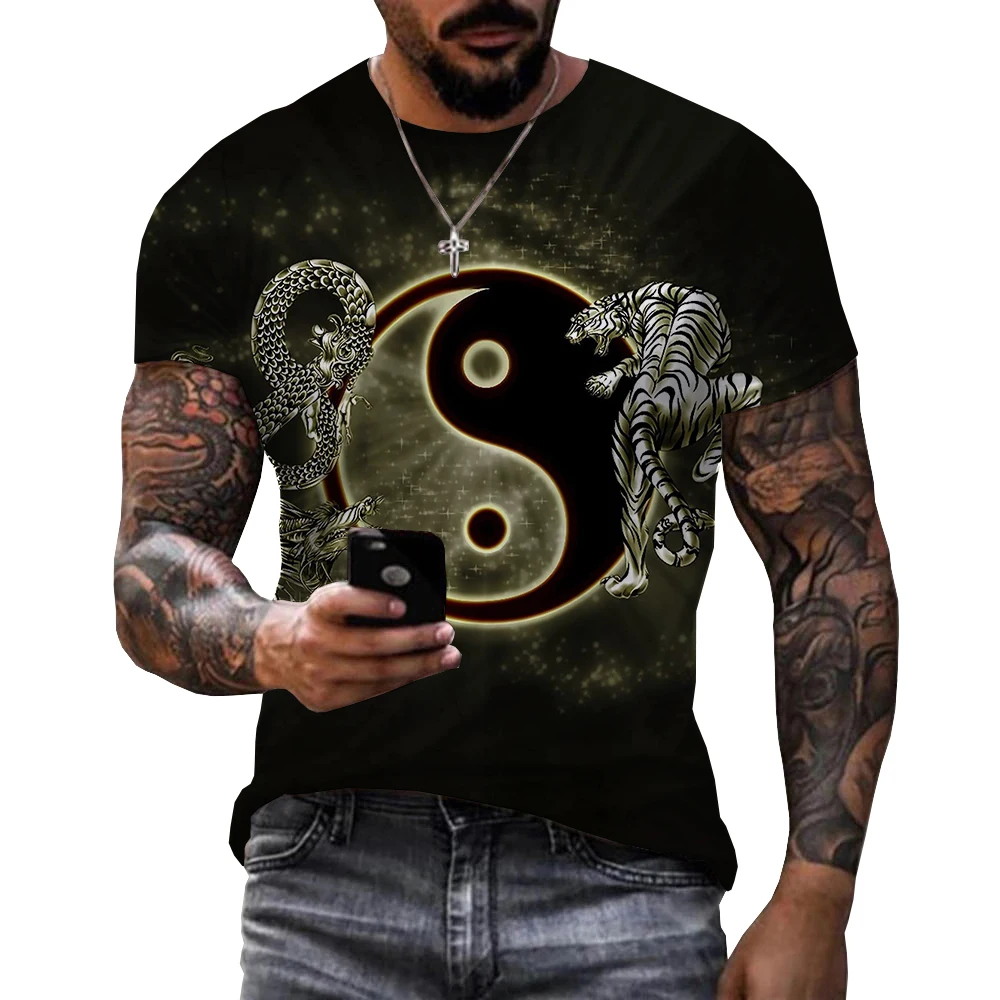 Diagrama Yin Yang Bagua 3D Printed Men T-shirt Unisex 2022 Fashion Casual Oversized Tees T Shirts