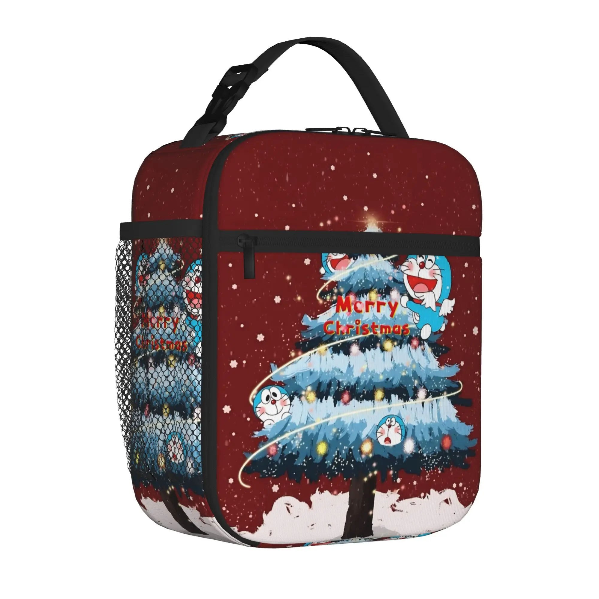 1 Piece For Students Food Container Merry Christmas Tree Holiday Winter Portable Pocket Doraemoning Zipper Closure Food Pouch