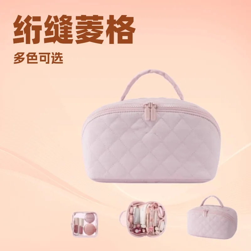 Makeup Brush Holder Woman Cosmetic Bag Puffy Padded Organizer Leak-Proof Interior Washable Cosmetic Case Portable Toiletry Bag