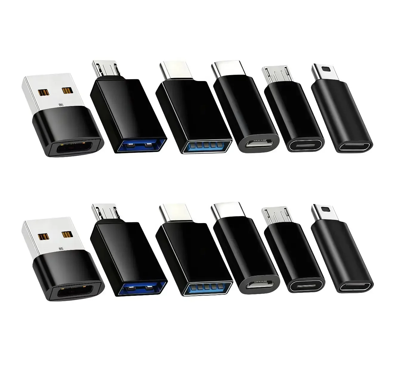 USB C to USB, USB C OTG to C Port, Mini to C, Micro to C Multi-functional Adapter for Smartphones, MP3 Players, Laptops,