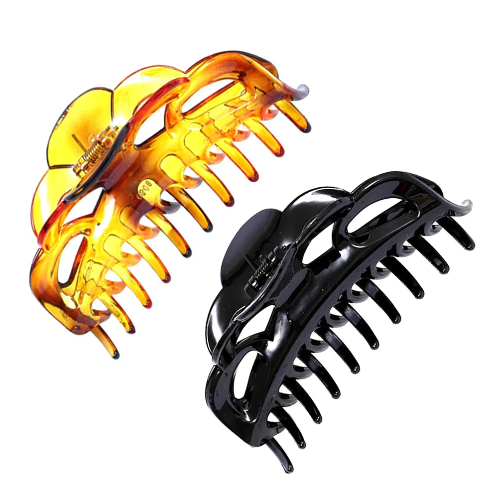 2 Stück Haarklammern mit Kunststoffmuster, große Klemmen für Damen, klassisches Design, sichere Befestigung, leicht, bequem, für den ganzen Tag