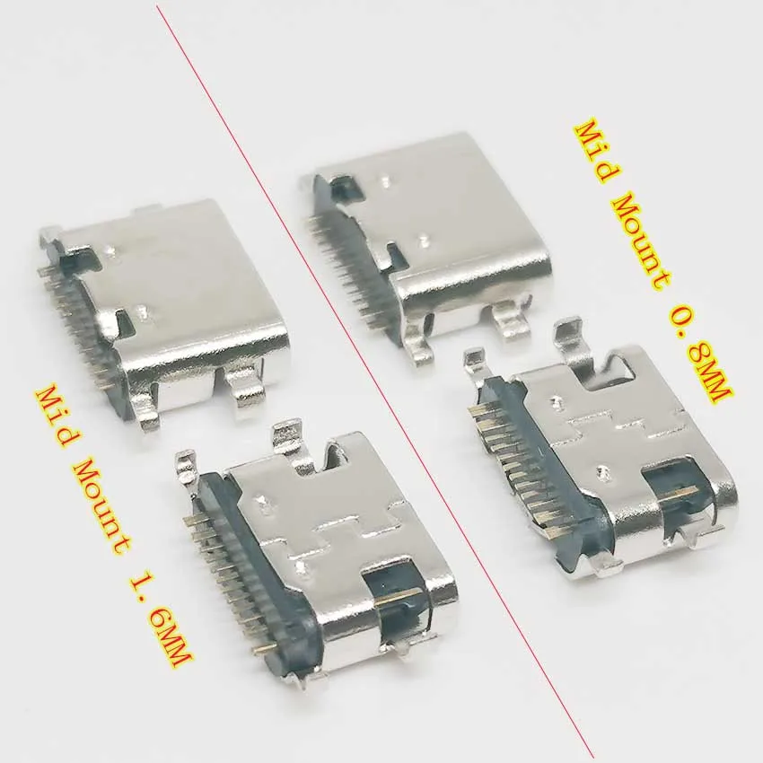 10 pz USB-3.1 connettore USB tipo C orizzontale Mid Mount 16P femmina 1.6mm through board 0.8mm per adattatore caricabatterie fai da te tipo C