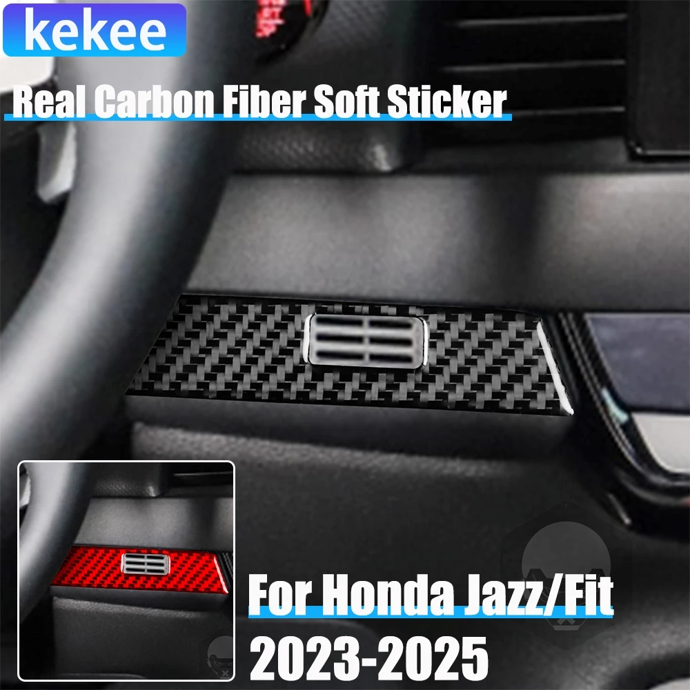 

Real Carbon Fiber Car Accessories Dashboard Vent Strip Decorative Trim Cover Soft Sticker For Honda Fit /Jazz GR9 2023 2024 2025