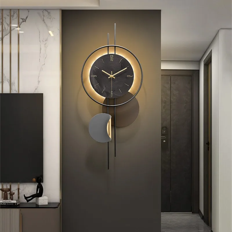 Modern Simple Wall Clock Lighting Decorative Wall Clock Silent Living Room Hanging Wall Watch Minimalist Design Furniture