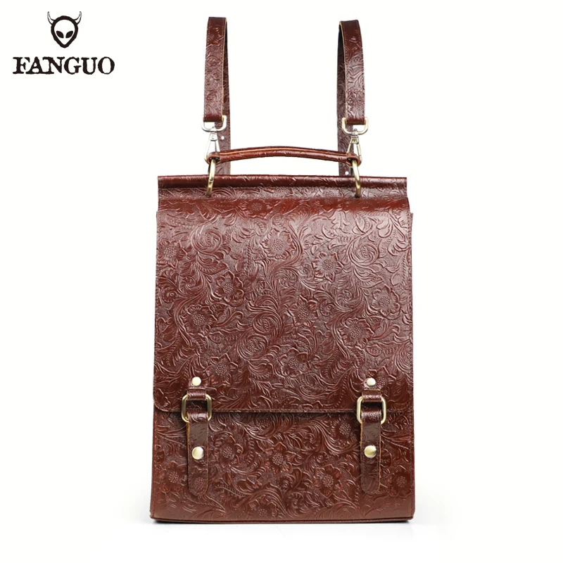 New Women's Genuine Leather Backpack Trend Retro A4 Backpack Preppy Style Student Satchel Laptop School Bags Office Men Bags