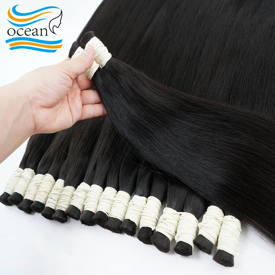 12A 레미 100% 인모 베트남산 웨이브 내추럴 블랙 본 스트레이트 생모 연장 미가공 인모 땋기용 헤어