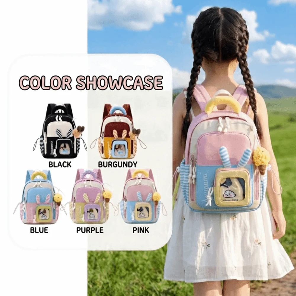 Lightweight Fabric Kids Backpack Soft Material Layered Storage Space Children Daily School Bag Adjustable Shoulder Straps