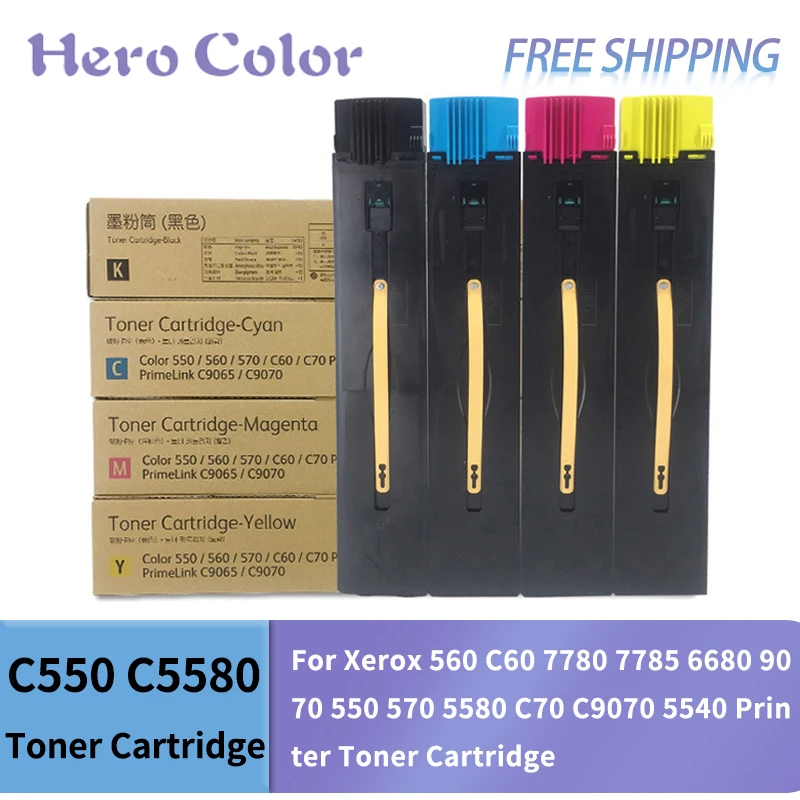 

C550 C5580 Toner Cartridge With Chip Compatible For Xerox 560 C60 7780 7785 6680 9070 550 570 5580 C70 C9070 5540 Printer Toner