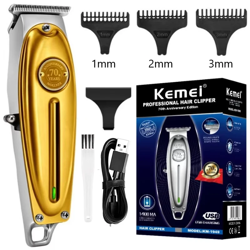 Kemei KM-1949 Pro elektrische kapper volledig metalen professionele tondeuse voor mannen baard tondeuse afwerking haar snijmachine
