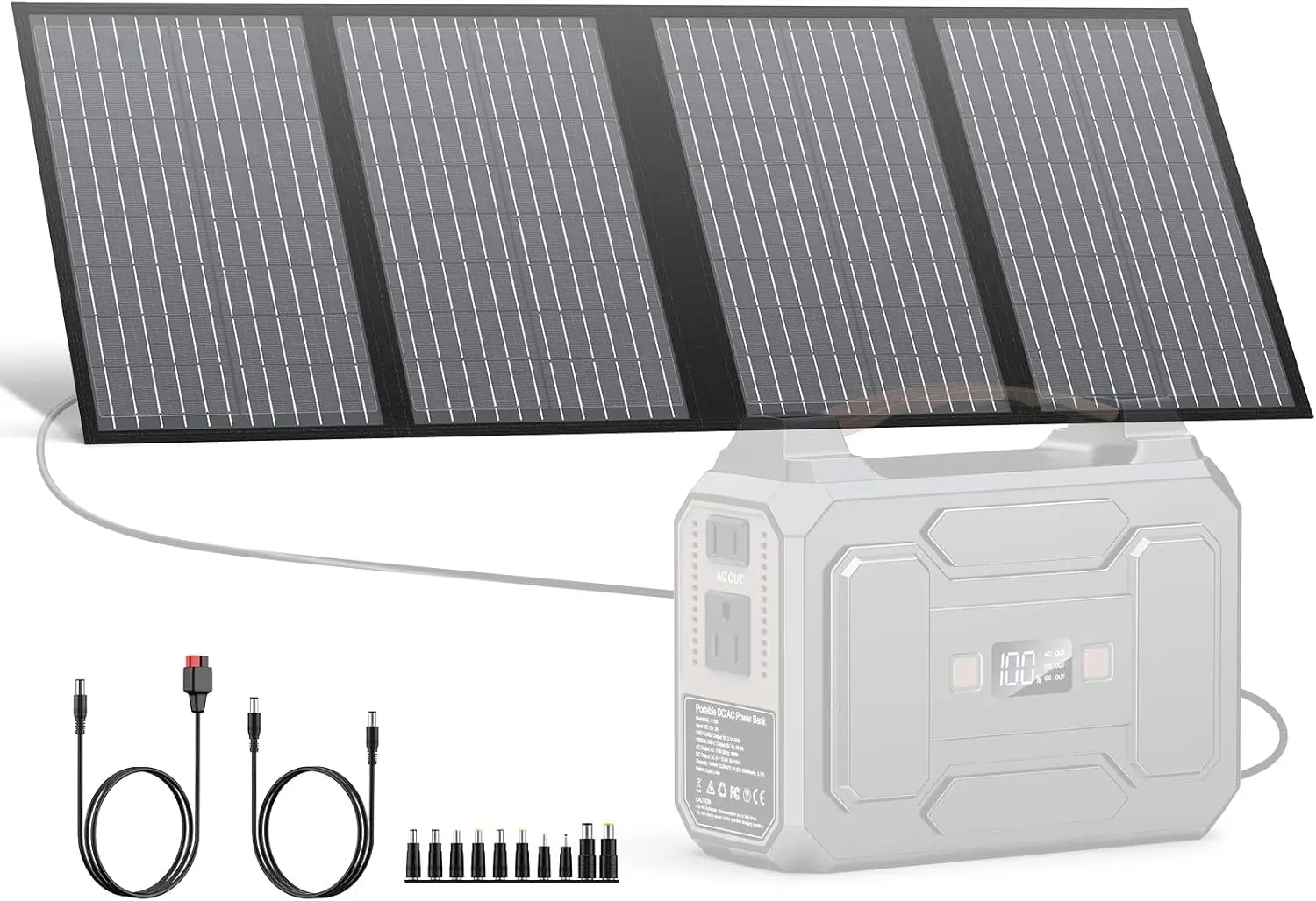 60W Portable Solar Panels, Foldable Solar Panel Charger for Portable Power Station(Under 500W), with Adjustable Kickstands