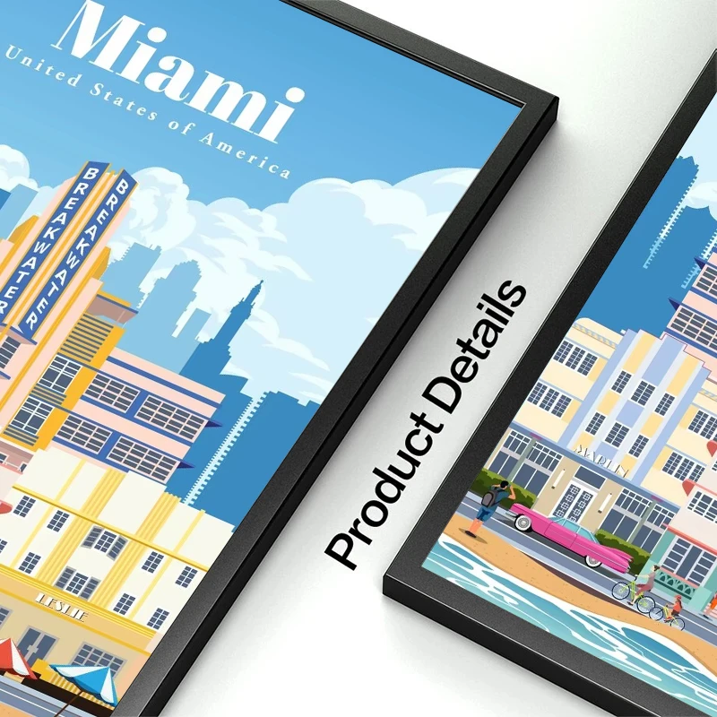 زيارة ميامي المشارك قماش الطباعة ميامي مدينة صور حقيقية جدار الفن ميامي السفر الجمالية طباعة غرفة المنزل بار الجدار الديكور