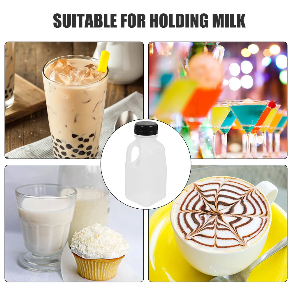 

6pcs Sealed Bottle Clear Reusable Juice Container Portable Milk Bottle For Beverage Water Storage Lidded Plastic Drink Jar Empty