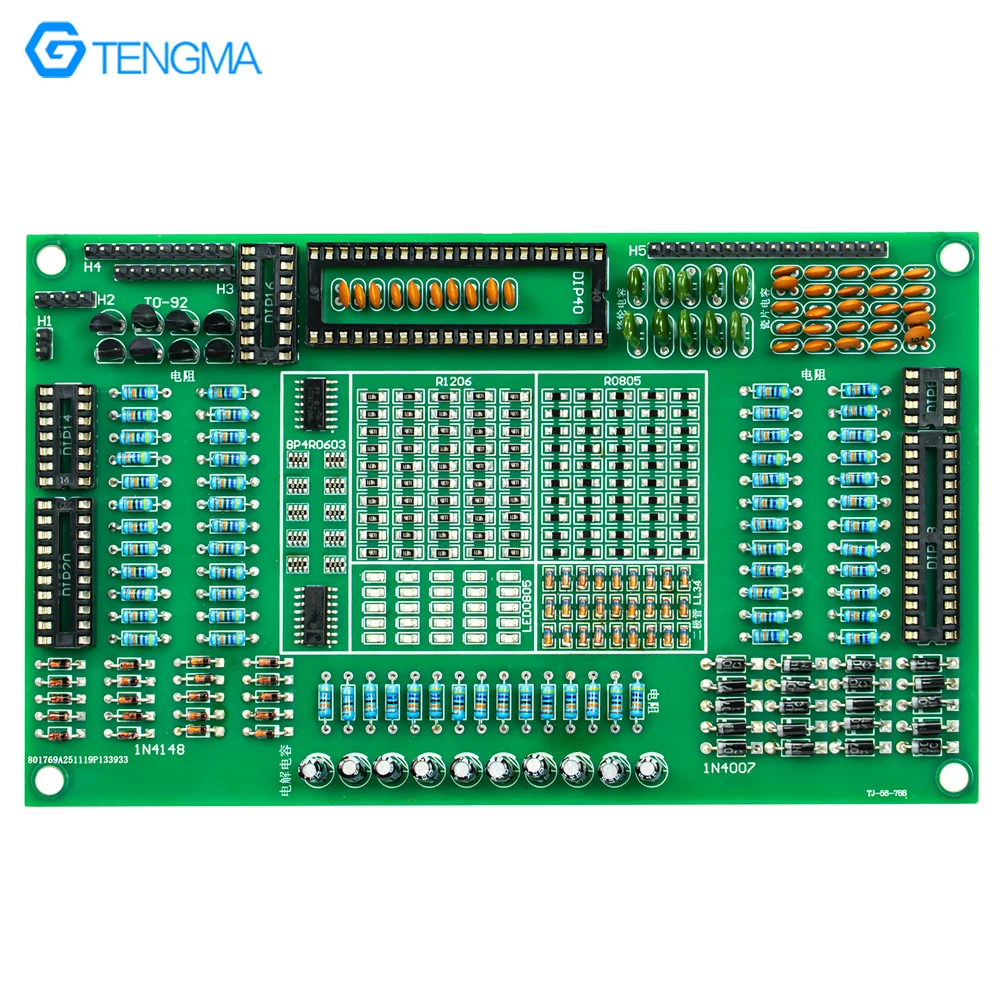 Through-hole and SMD Comprehensive Soldering Practice Board Kit, Double-sided Circuit Board for Beginner Practical Training