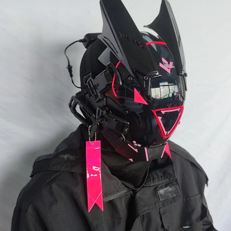 Cyberpunk Mask  for Men Women LED Triangle Light Mask Cosplay Halloween Clown Party Mask