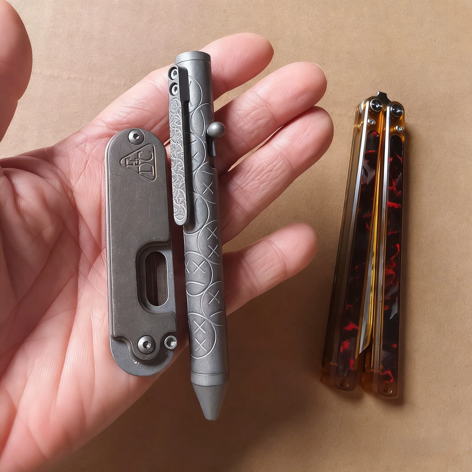 All-Round Engraved EDC Titanium Alloy Ballpoint Pen