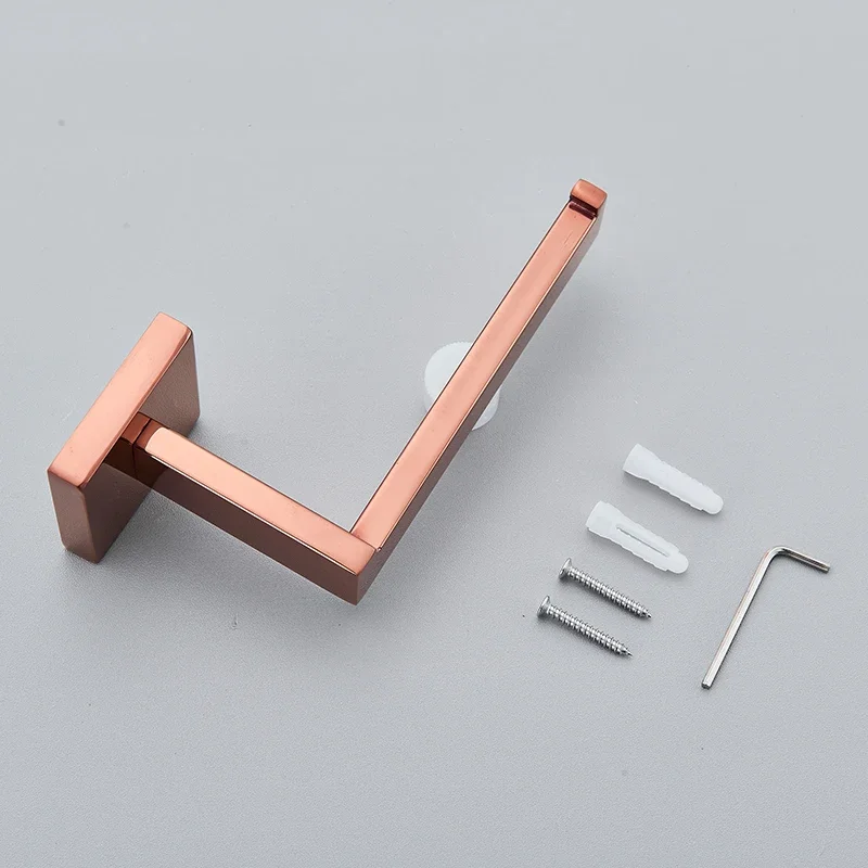 Brushed Rose Gold Toilet Paper Holder 16cm Screw Installation Neat and Beautiful Bathroom