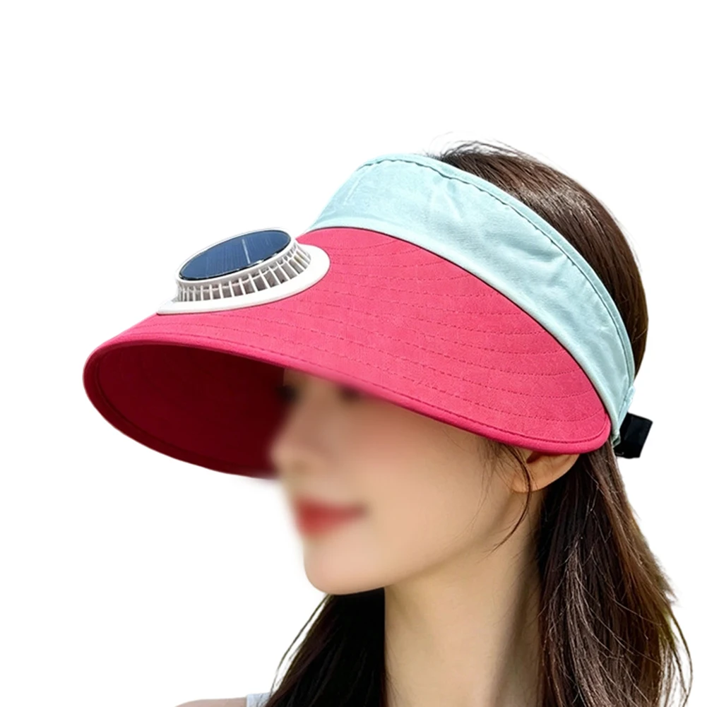 Polyester Solar USB Fan Hat for Outdoor Cooling UV Protection Wide Brim Sun Cap Adjustable Fit 56-60cm Unisex Design
