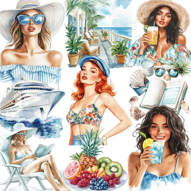 Vacation girl Stickers Crafts And Scrapbooking stickers kids toys book Decorative sticker DIY Stationery