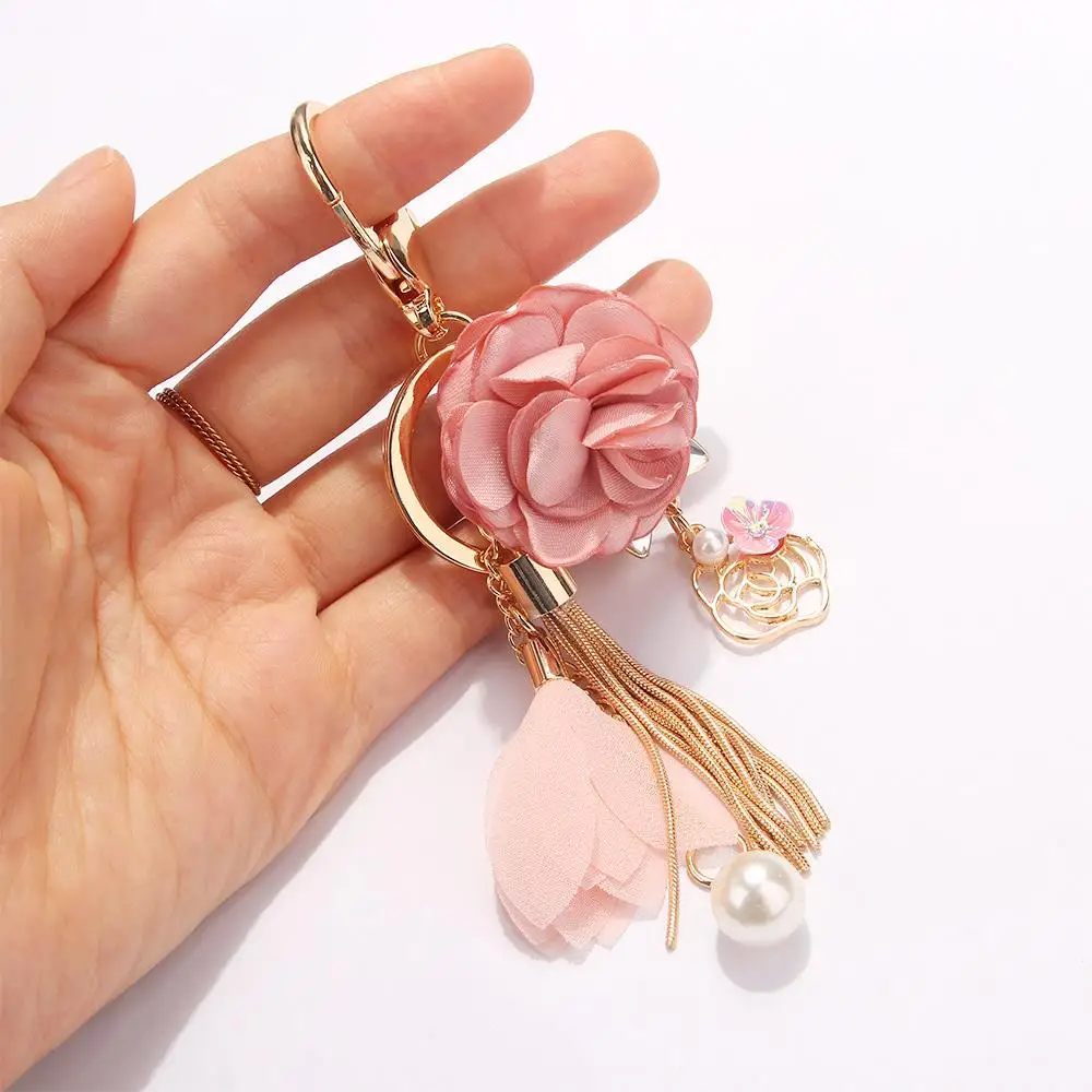 

Pink Porte Crystal Gold Color Jewelry Pendant Key Ring Keychain Key Chain Tassel