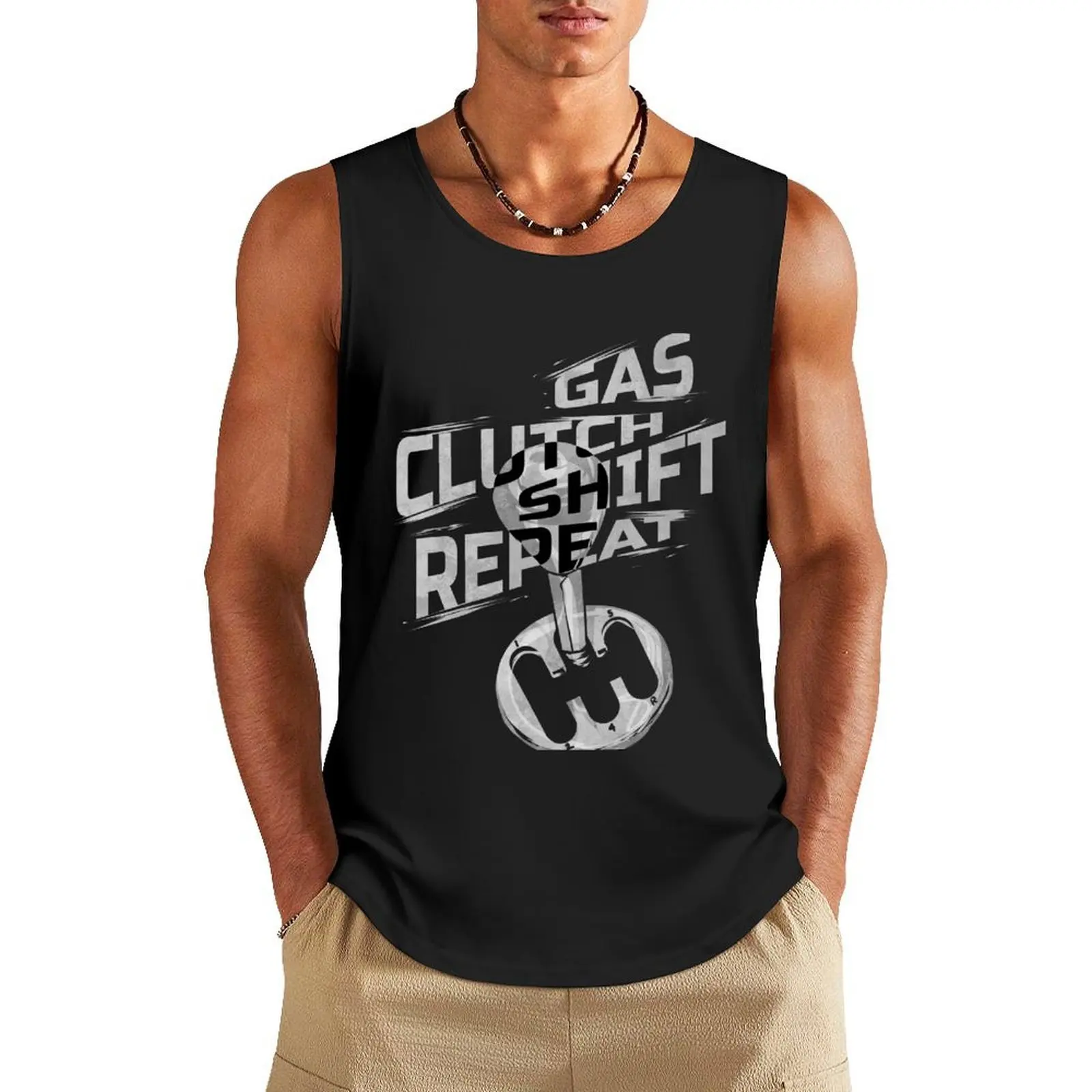 

Manual Transmission - Gas Clutch Shift Repeat Tank Top sexy clothes men Sleeveless T-shirt Men's gym