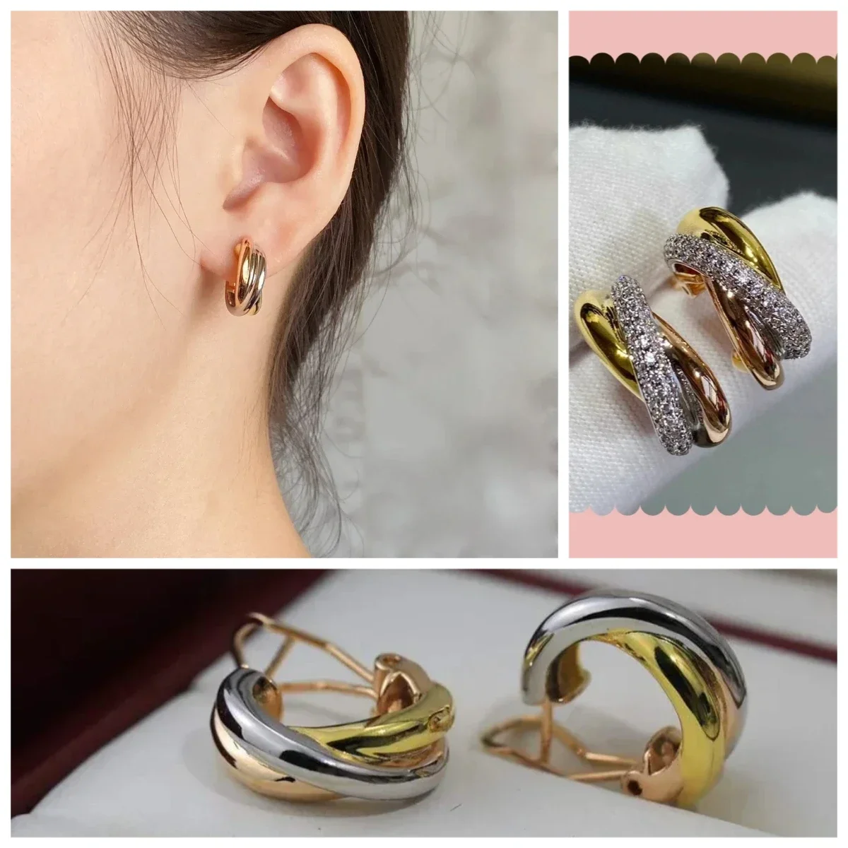 

2025 Luxury Brand Hot sale Trinity Earrings for Women Temperament Nail Ear clip Party Premium Jewelry