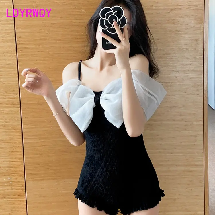 

Women's one-piece swimsuit conservative students cover their belly and look thin 2023 new hot spring bikini