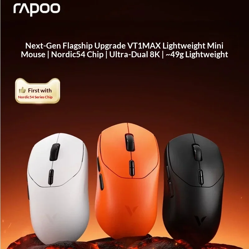 Rapoo Vt1 Max Wireless Gaming Mouse Paw3395 Ultra Lightweight Dual Mode 8k Polling 49g Right Symmetric Esports Medium Small