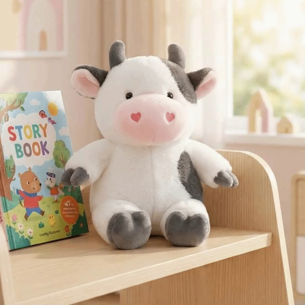 's Accompany Cartoon Cow Stuffed Fluffy Soft Animals Cow Kawaii Simulation Cow Home Decor