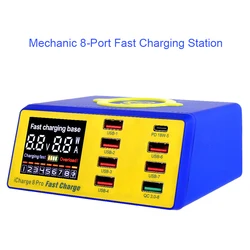 Mechanic 8 Ports USB Charger Fast Charge QC3.0 Adapter HUB Wireless Charger Charging Station PD Quick Charger For Mobile Phones