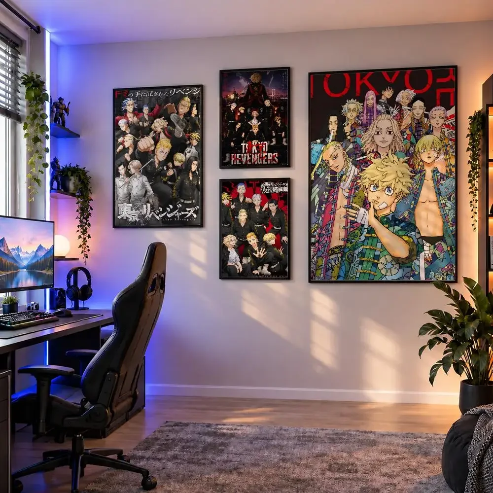 Anime Tokyo Revengers TR Mikey Draken Poster Wall Art PP Waterproof HD Self Adhesive Modern Home Decor Living Room Apartment