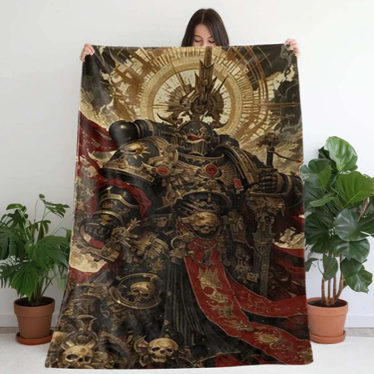 Epic Warrior Armor Blanket, Soft Cozy Throw with Detailed Fantasy Design, Perfect Gift for Gamers and Sci-Fi Enthusiasts