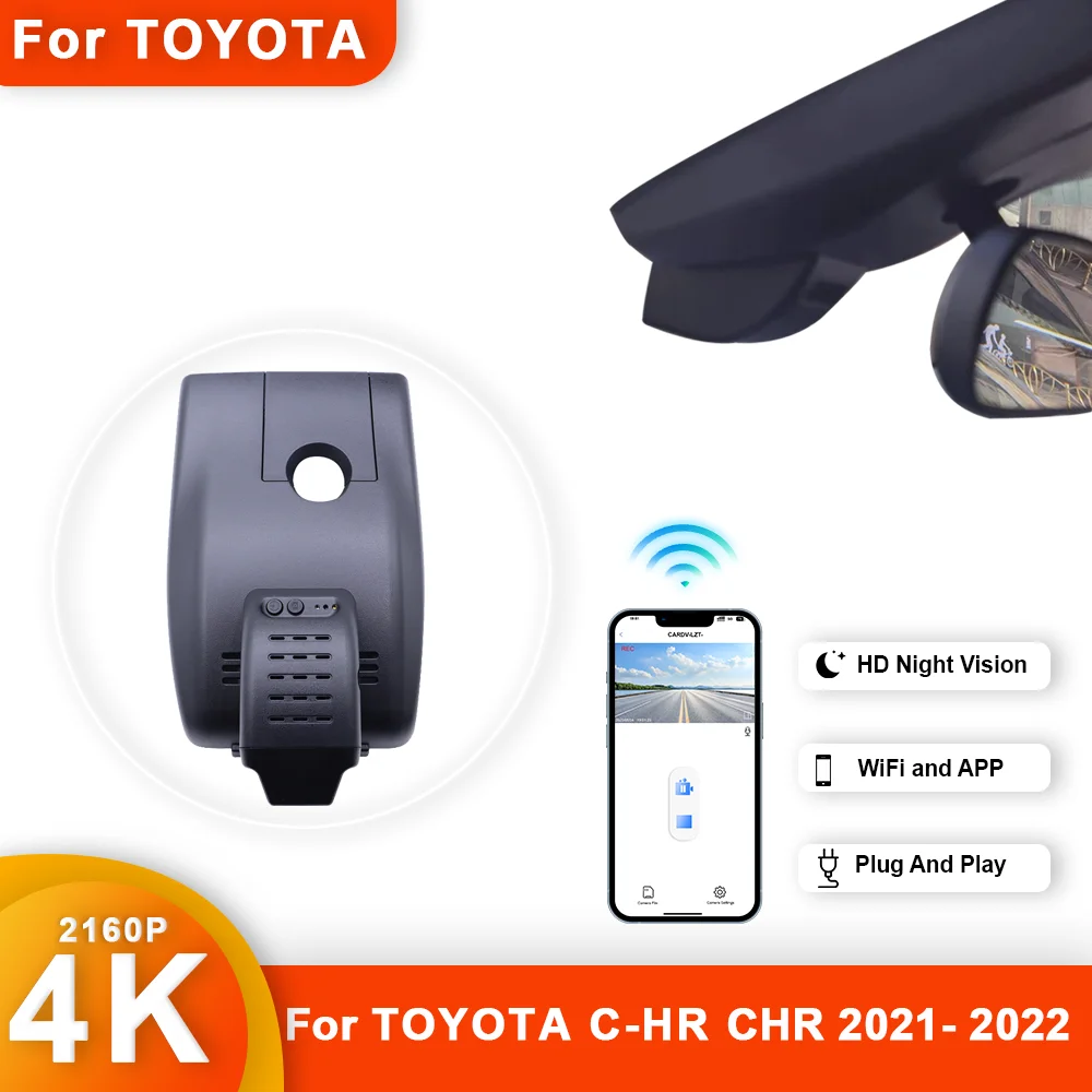 

Customized 4K HD 2160P Plug and play Dash Cam For Toyota C-HR CHR 2021-2023 Front and Rear WIFI Car Dvr Dashcam