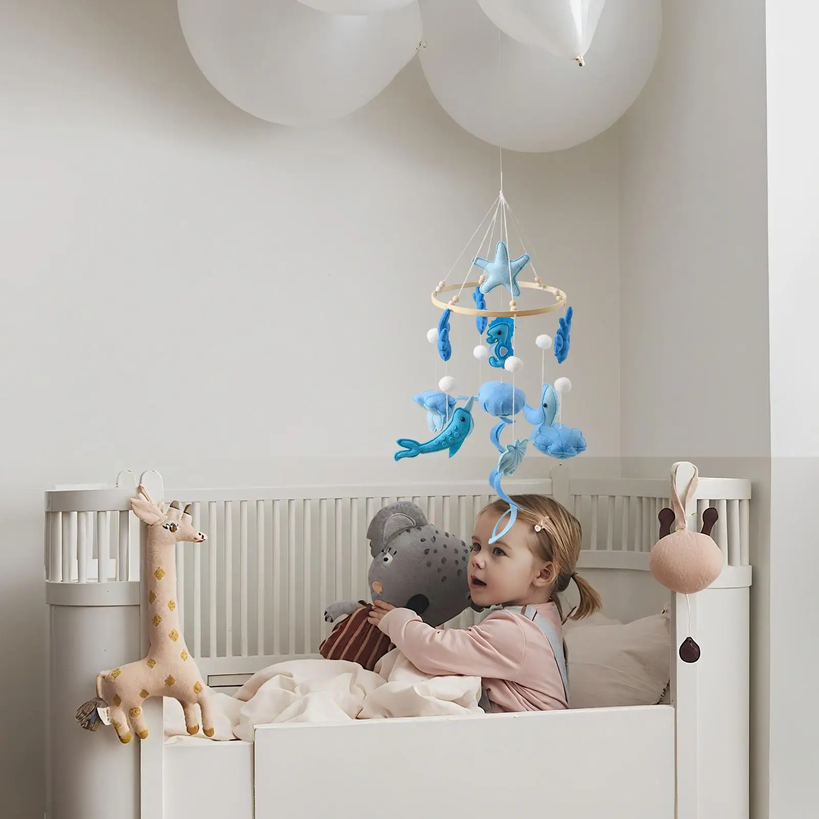 Baby-Mobile für Kinderbett, Kleinkind, beruhigende Bettglocke, Marine-Thema, beruhigende Bettglocke, zum Aufhängen, für Deckendekorateure, Jungen und Mädchen, Foto