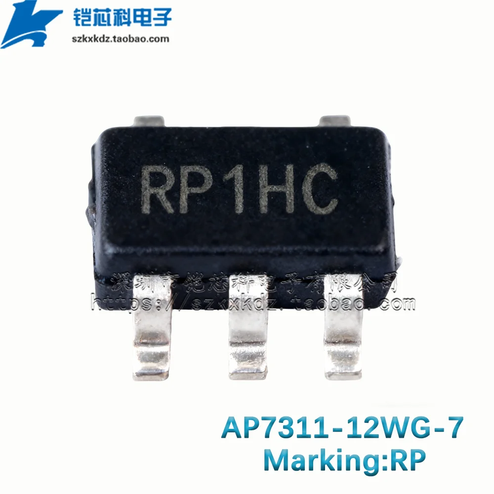 10Pcs New Original AP7311-12WG-7 RP SOT23-5 SMD IC 150mA,1.2V Low Quiescent Current, Fast Transient Low Dropout Linear Regulator